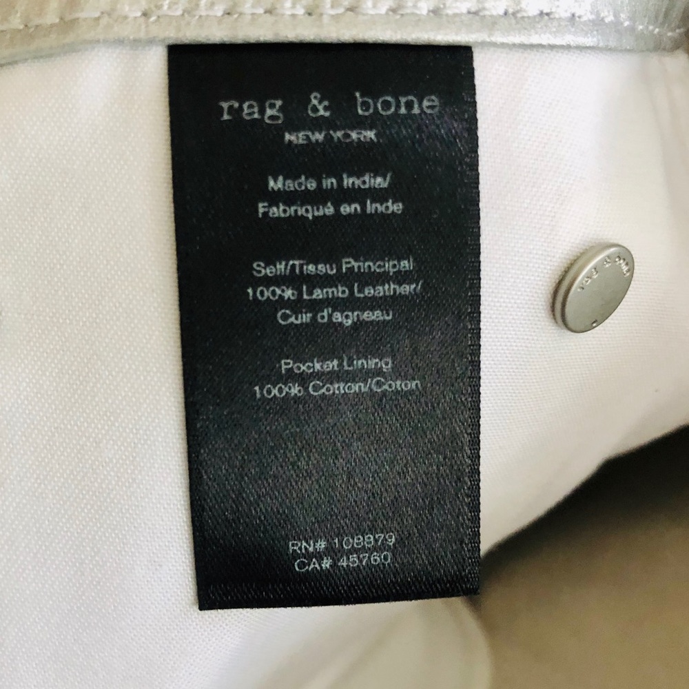 RAG & BONE Silver Metallic Leather Pants 23 NWT - Picture 8 of 8
